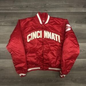 Vintage Cincinnati Reds Jacket Mens XL Red MLB Baseball Starter Satin Bomber 90s